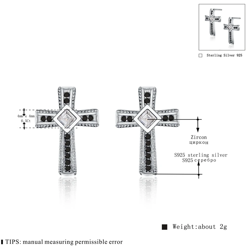 Подлинные 925 пробы серебряные трендовые ювелирные изделия с черным и белым камнем милые серьги-гвоздики для помолвки для женщин T106