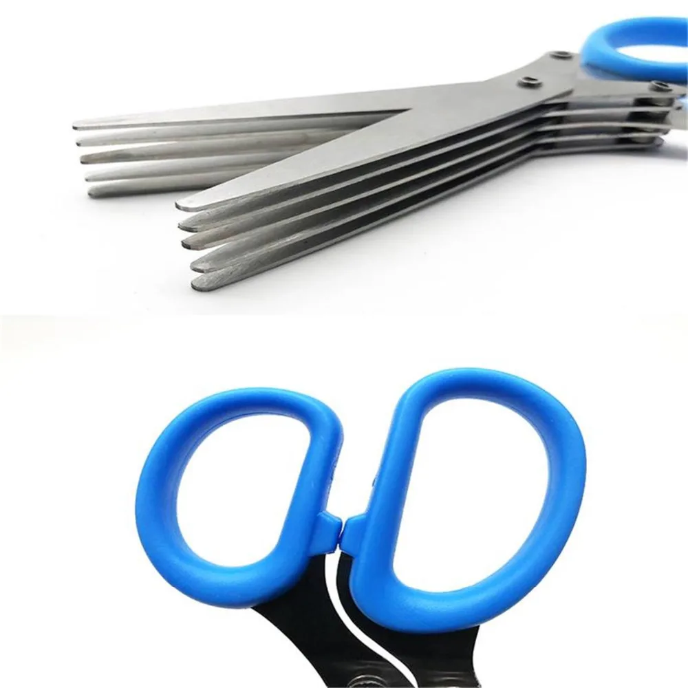 Нержавеющая сталь Кухня ножей 5 Слои травы ножницы гребешок с прорезями рубленый