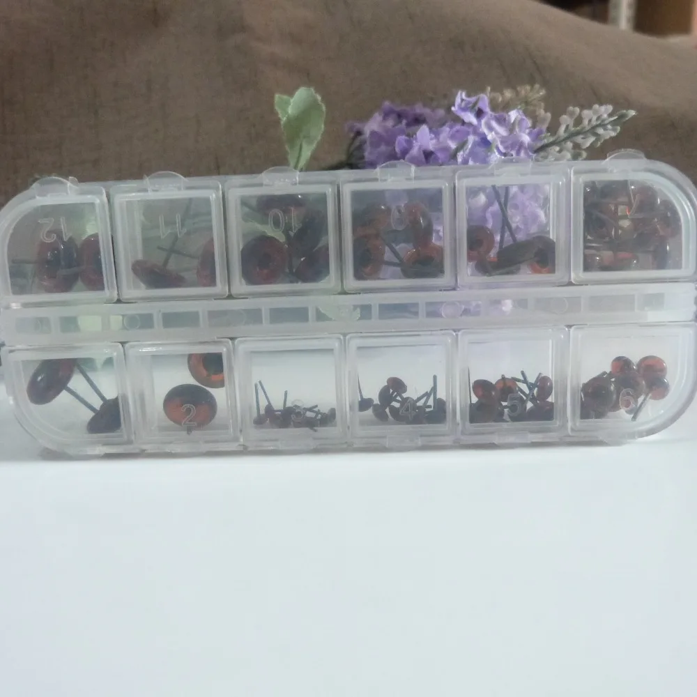 70pcs/lot 3/4/5/6/7/8/9/10/11/12mm mix size glass pin toy eyes for diy doll findings--dark coffee color | Игрушки и хобби