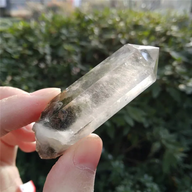 Натуральный прозрачный кристалл фантомный кварц w рутилатная палочка призрак