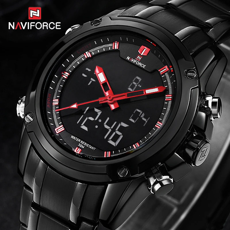 

Top Men Watches NAVIFORCE Men's Army Military Watches Men's Analog Quartz+LED Digital Sport Wrist Watch relogio masculino 9050