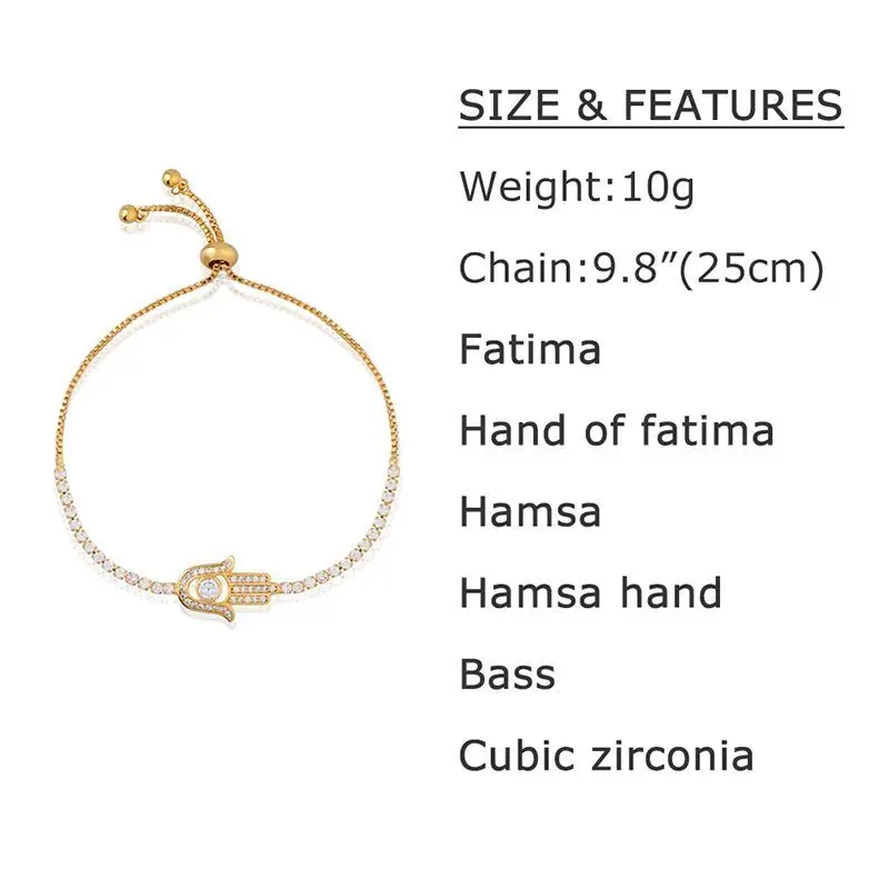 OCESRIO вымощенный циркон браслет Хамса цвет серебра талисман рука Фатимы