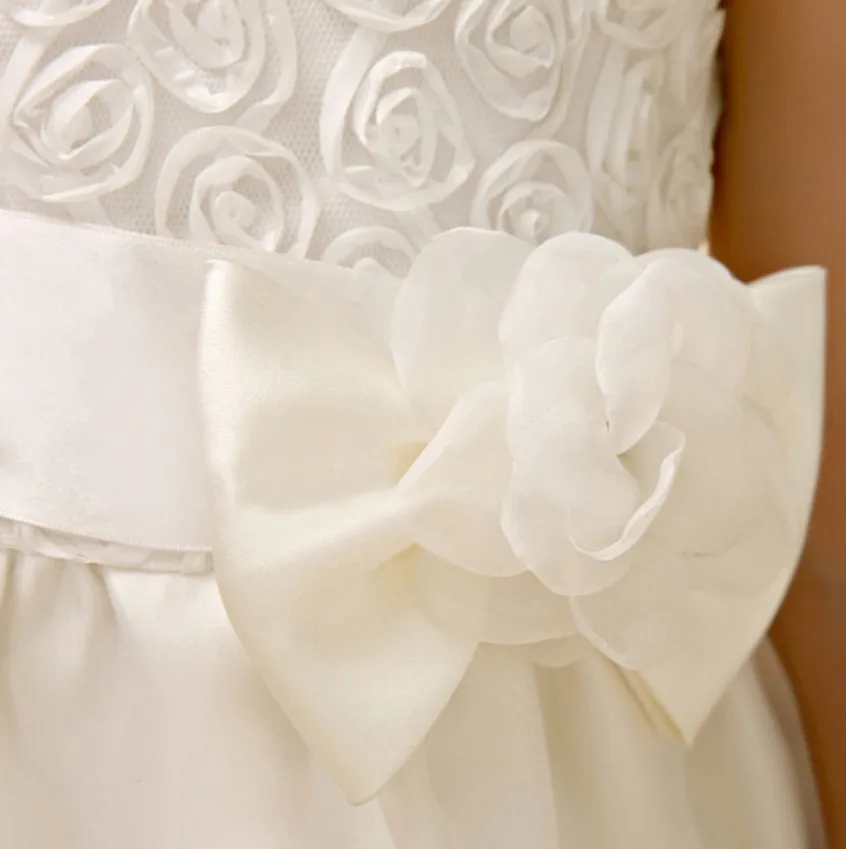 Элегантный слоновой кости белый цветок девушка платье с розовыми цветами