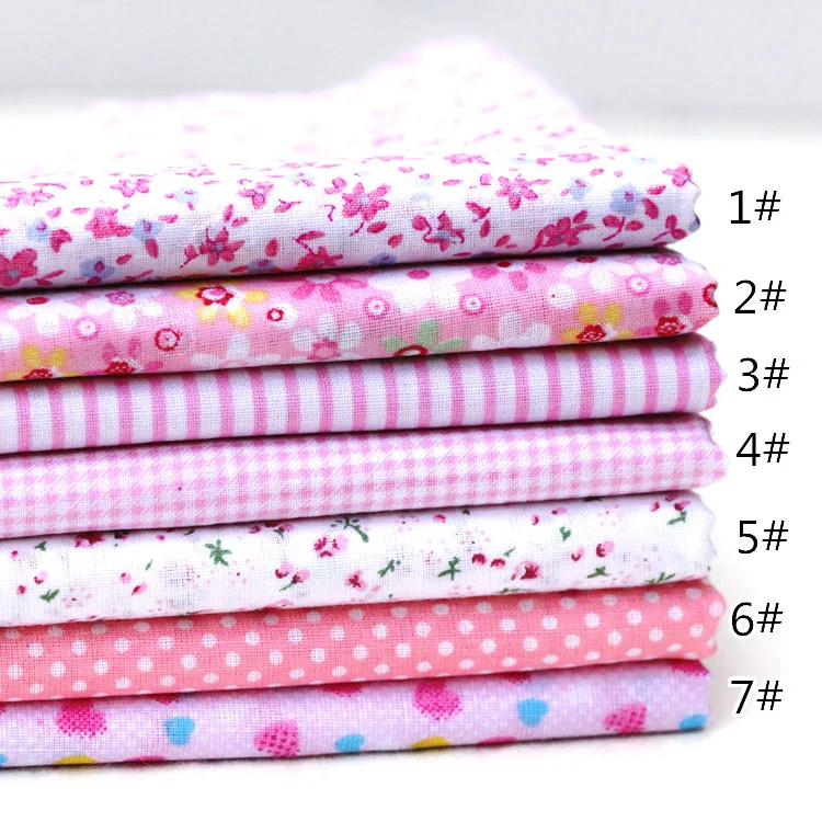 7Pcs Pink Series 5/7/30/50 шт хлопчатобумажная ткань Ассорти нарезана так, чтобы вы смогли жира четверти набор для шитья сумка Костюмы диван автомобиль DIY Декор Материал 10/25 см - Цвет: 7Pcs Pink Series