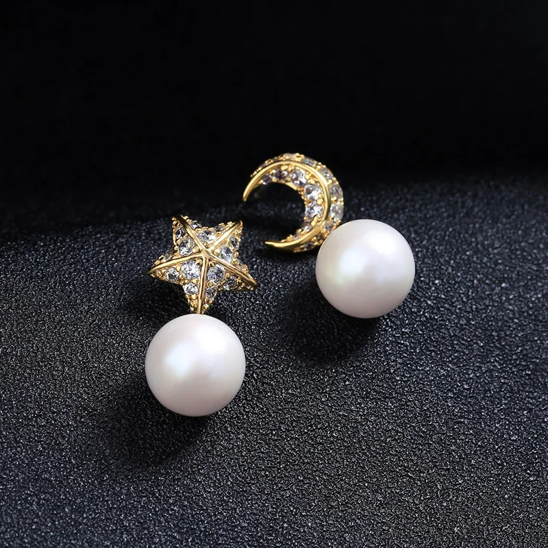 Uer 2019 Asymmetrical Jewelry Gold Color Copper Star Moon Indian Accessories Drop Earrings For Fashion Women me00211 | Украшения и