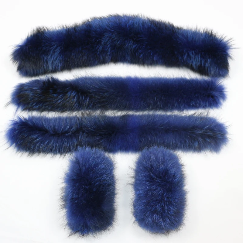 light blue raccoon OFTBUY/; воротник из натурального меха; манжеты; большой натуральный мех енота; лисий мех; Зимняя мода - Цвет: light blue raccoon