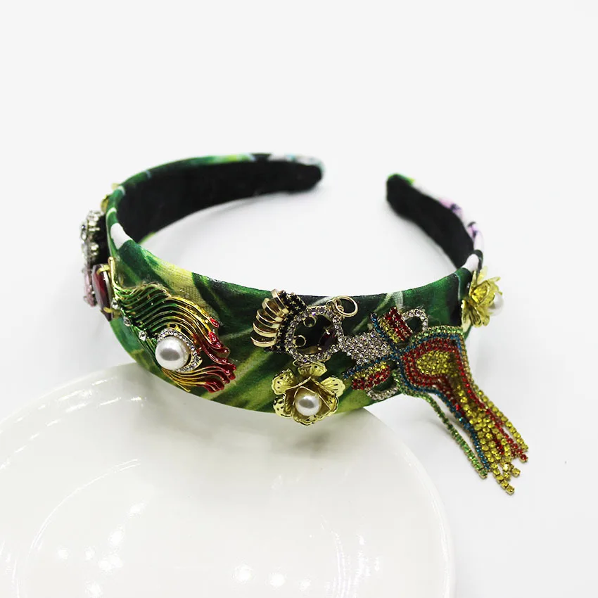 Fashion Vintage Wide Baroque Headband Crystal Mermaid Queen Crown Wedding Headpieces Head Jewelry Women Accessories Headdress | Украшения и