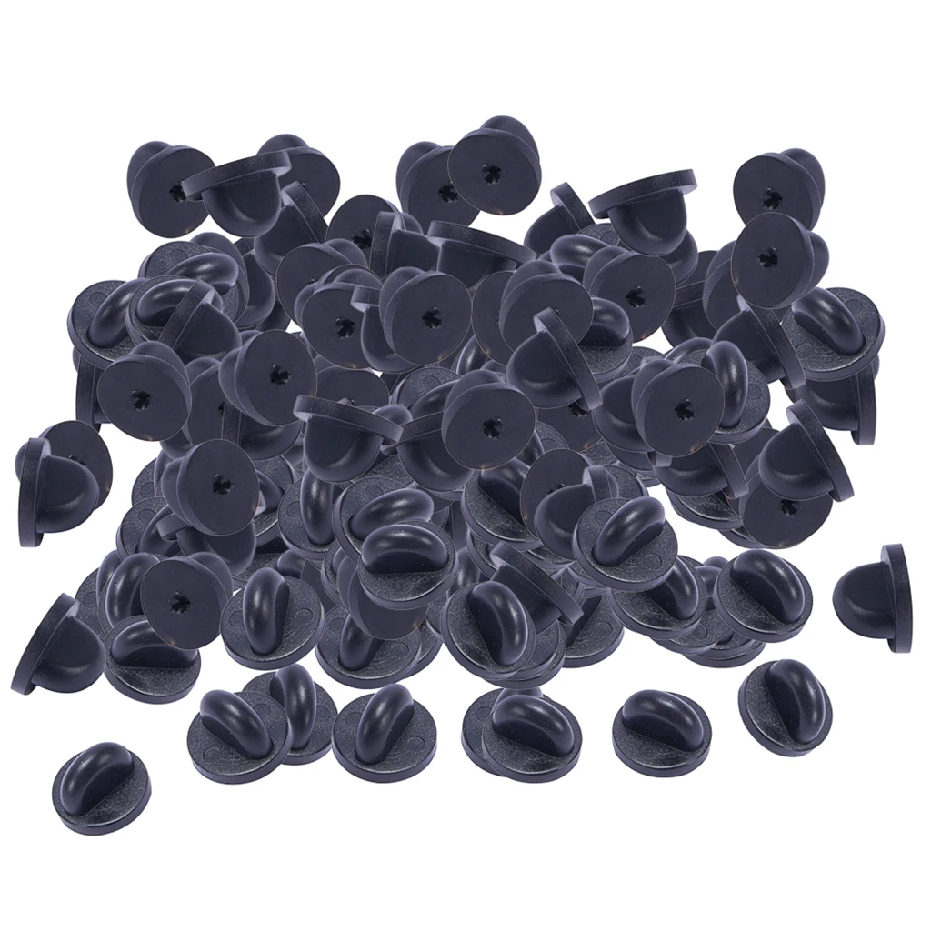 

200pcs Black PVC Rubber Pin Backs Keepers Replacement Uniform Badge Comfort Fit Tie Tack Lapel Pin Brooch Backing Holder Clasp