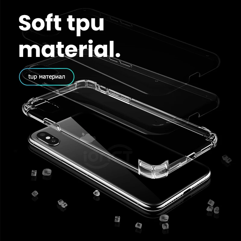 Противоударный чехол iONCT для телефона iPhone 6 6S 7 8 Plus прозрачный X XS Max XR поддержка