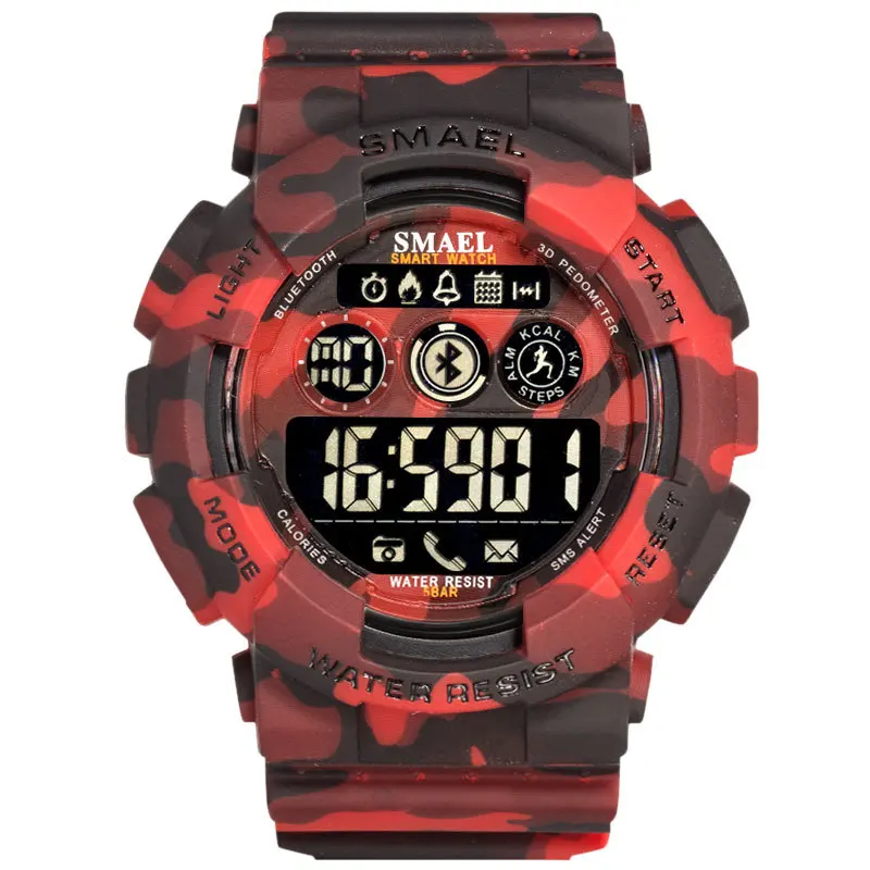 Camo Red SMAEL Мужская Военная, Армейская, камуфляжная наручные часы светодиодный дисплей часы хронограф спортивные наручные часы цифровые часы мужские для мужчин - Цвет: Camo Red