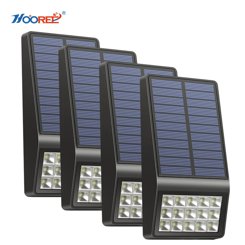 

HOOREE 4PCS Solar Wall Lamp Radar Motion Sensor Porch Lights Waterproof IP65 Outdoor Lighting Super Bright Modern LED Wall Lamp