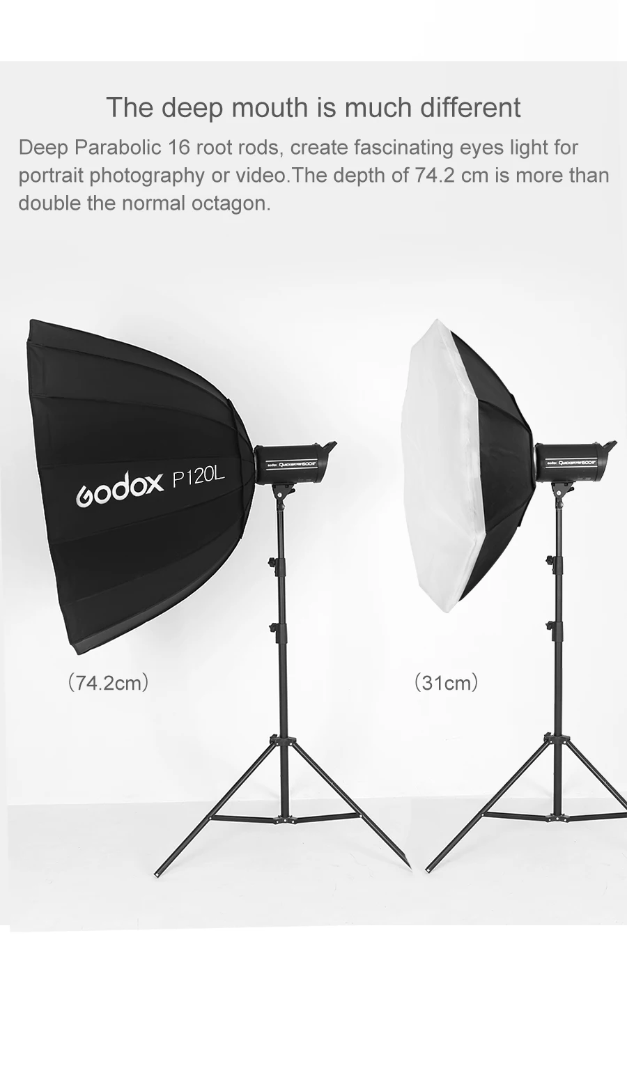 Godox глубокое параболическое крепление Bowens софтбокс P120L 120 см для студийная вспышка Speedlite отражатель Фотостудия софтбокс