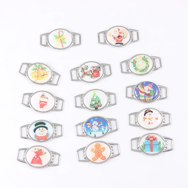 

12Pcs Fashion Jewelry Colorful Christmas Pattern Logo Charm For Shoelace Sport Shoes Paracord Bracelets Decoration