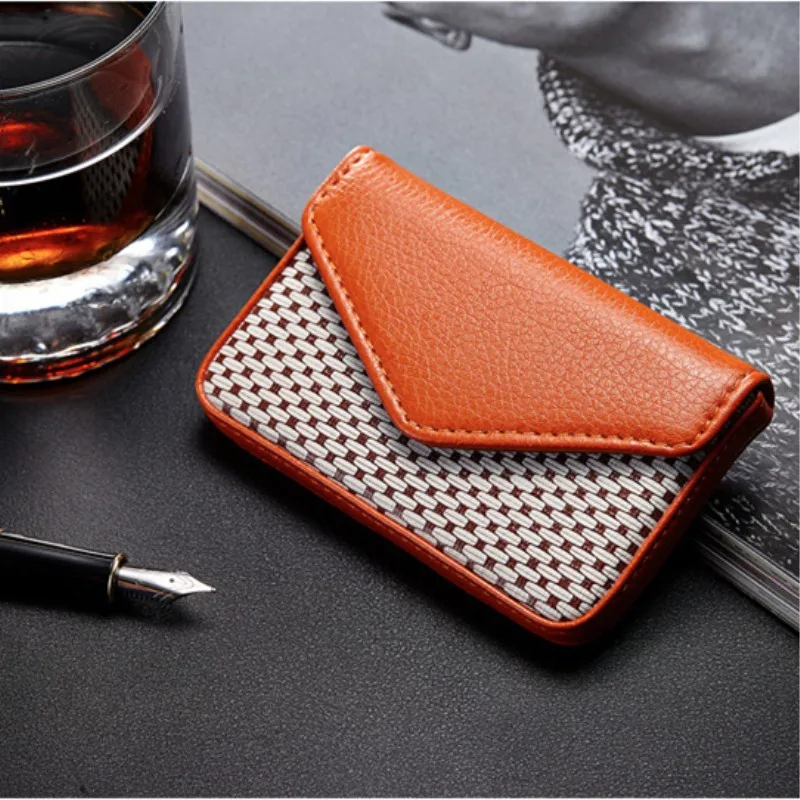 Big Capacity Stitching Lichi lines Magnet button Business name card credit holder PU Leather cardcase Wallet Box case 1 PC | Багаж и сумки