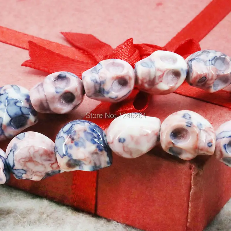

Popular Multicolor Riverstones Rainbow Semi-precious Stone Skull For Women Girl 12mm Loose DIY Beads Women Jewelry Making Design