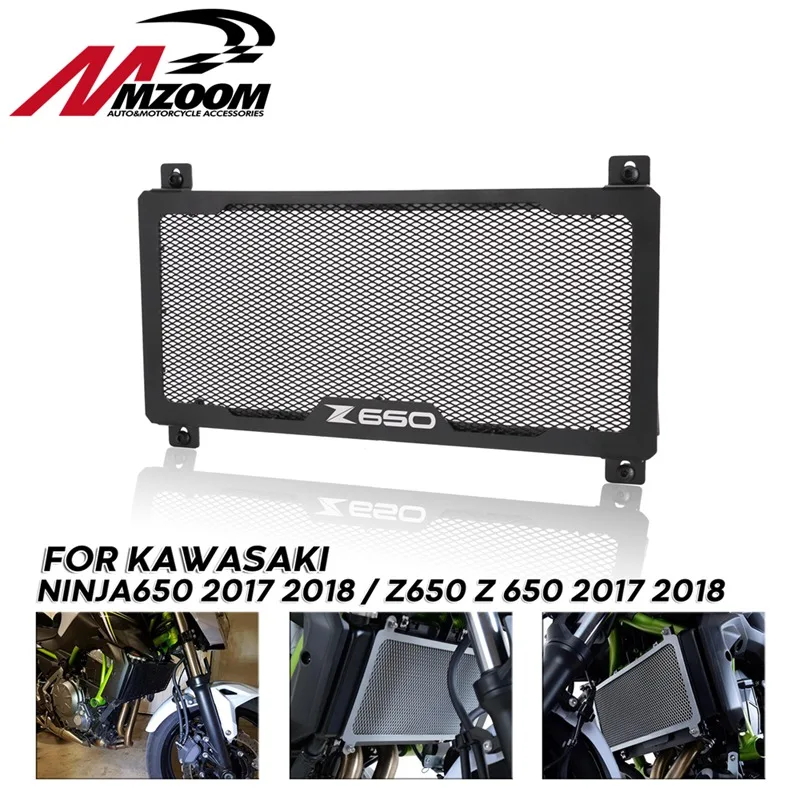 BLACK Motorcycle Radiator Guard Grille Oil Cooler Cover Street Bike Racing For KAWASAKI Z650 NINJA650 NINJA 650