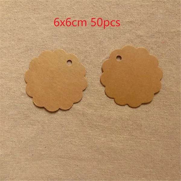 6x6cm 50pcs 100 шт. крафт-бумага прекрасные Подарочные Метки DIY ручной работы ценники Сумки для выпечки упаковочные этикетки для цветочной косметики ювелирные изделия бутылки напиток - Цвет: 6x6cm 50pcs