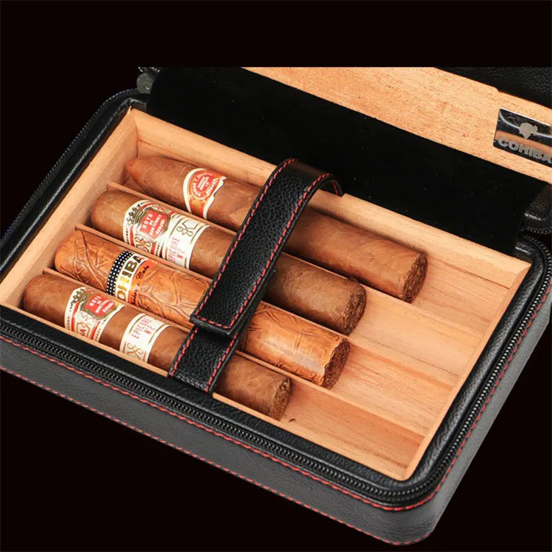 COHIBA Портативный кожаный шкаф для хранения ящиков и сигар класса люкс с 1 ножом