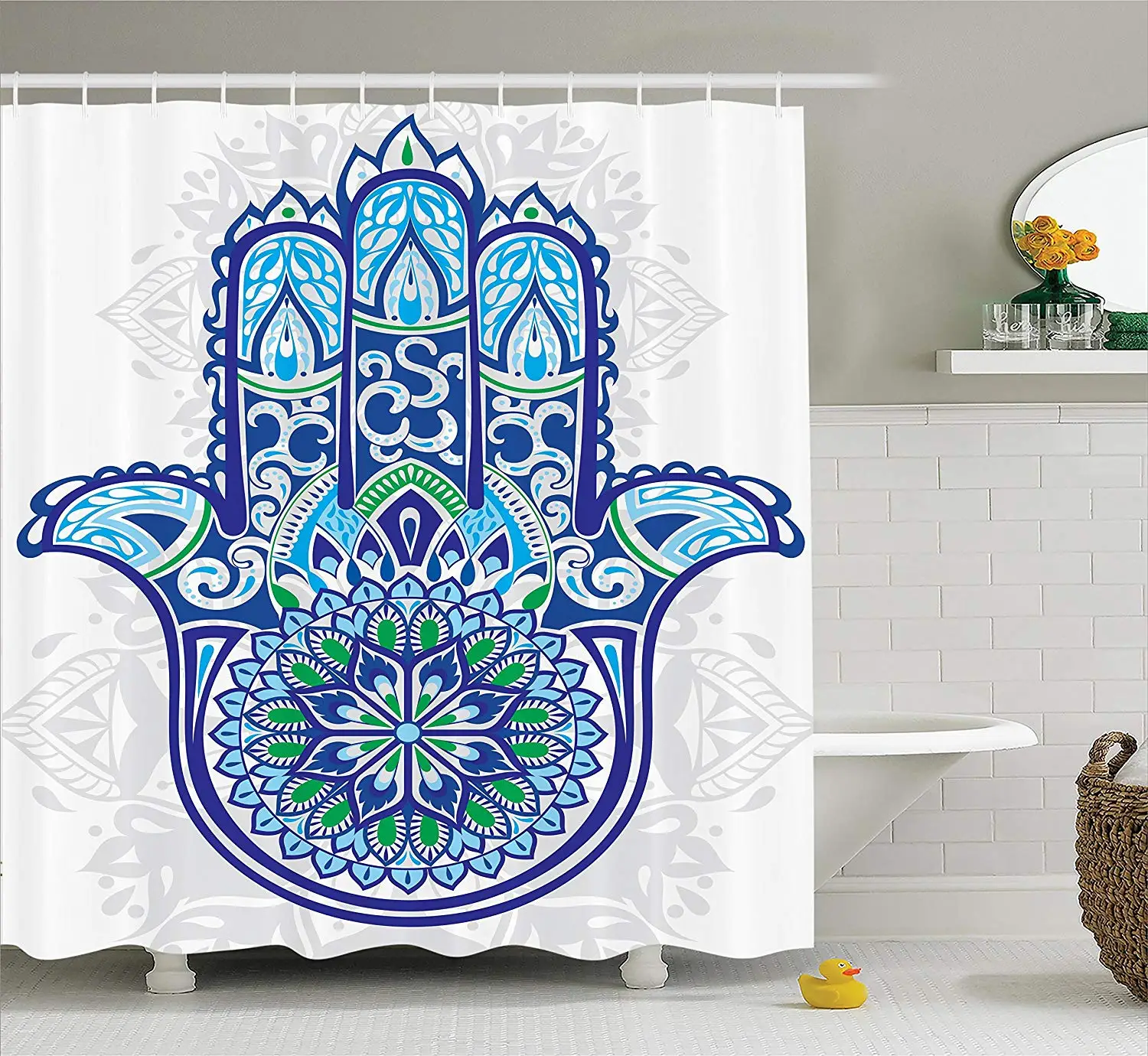 Хамса Декор занавеска для душа большая ручная работа с этническим азиатским