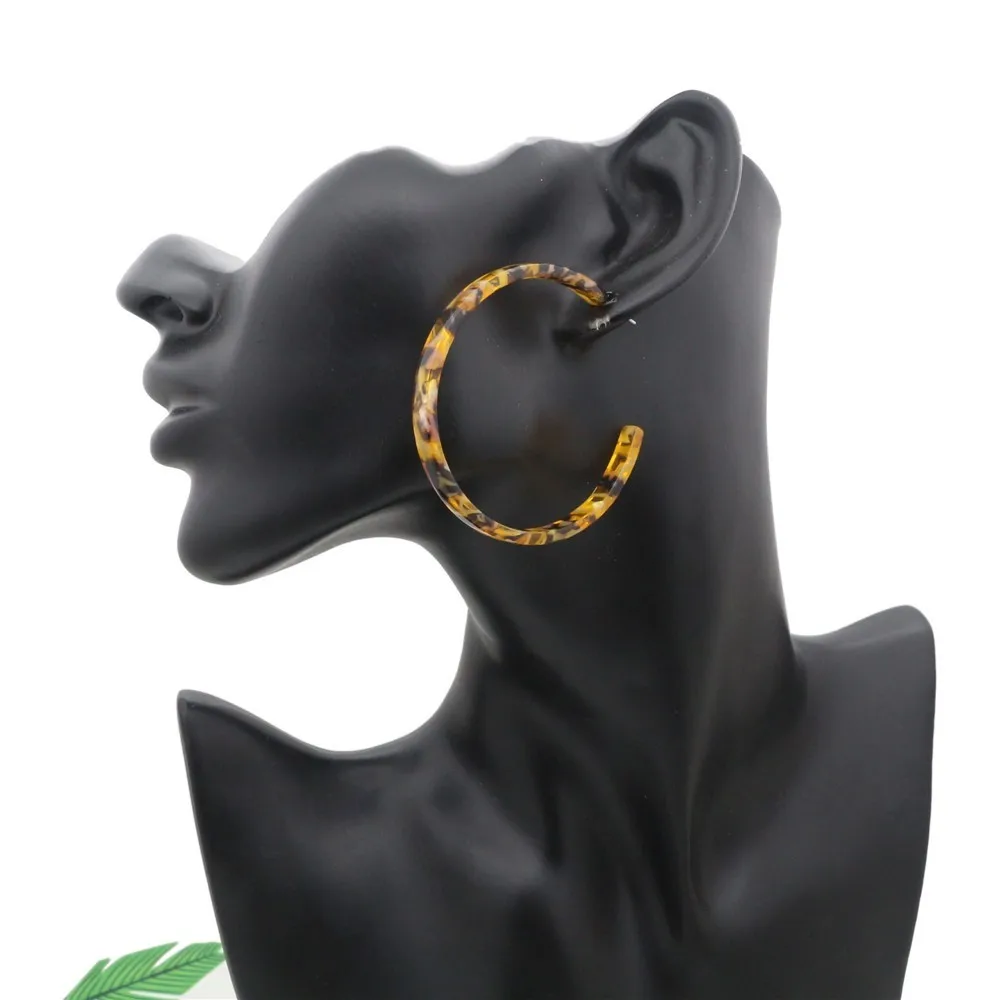 Новые круглые серьги-кольца из смолы цветные серьги с леопардовым принтом для