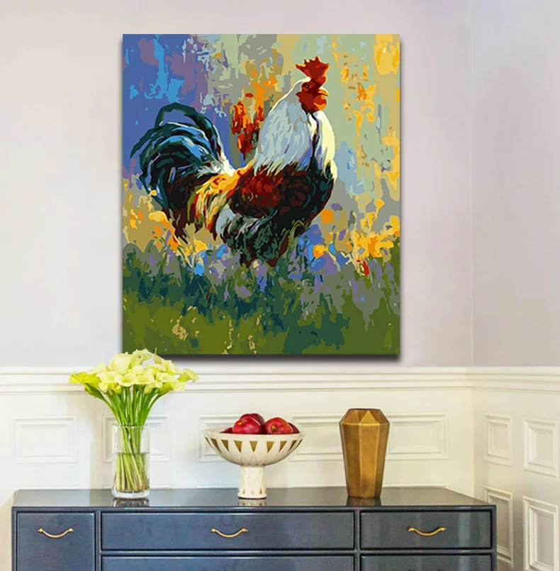 Большой петух Diy раскраска краски по номерам с комплекты курица картины рисунки