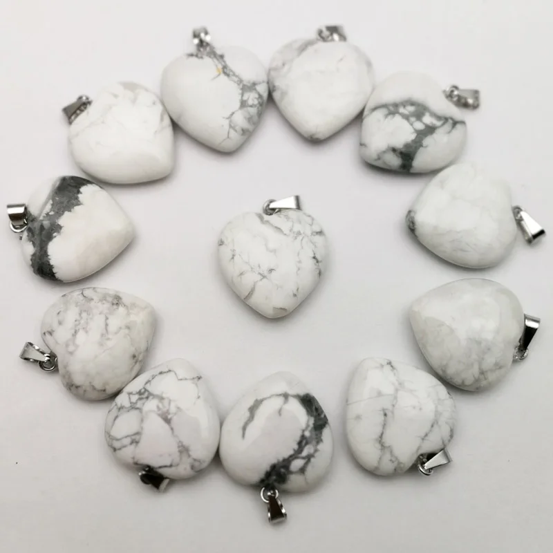 

Оптовая продажа, подвески из натурального белого камня howlite 20 мм, подвески с сердцем для изготовления ювелирных изделий, бесплатная доставк...