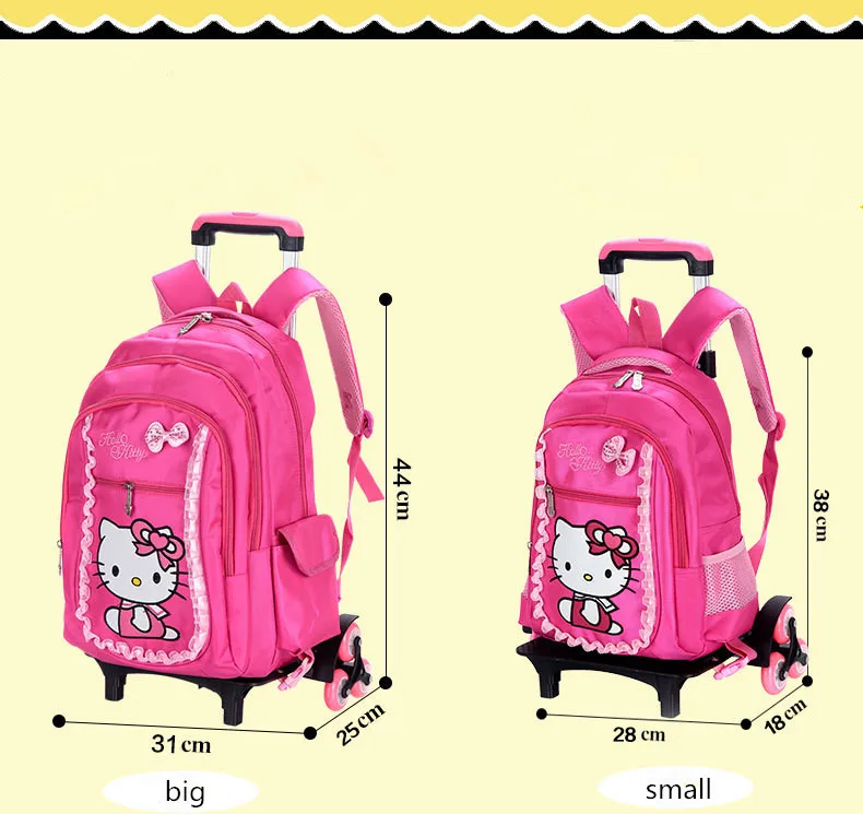 Hello kitty детские школьные сумки набор Mochilas детские рюкзаки с шестью колесами чемодан на колесиках для девочек рюкзак