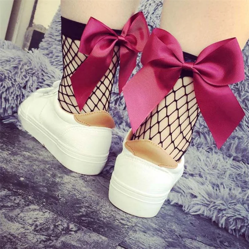 Новые модные открытые низкие носки Популярные шикарные тонкие ажурные с бантом