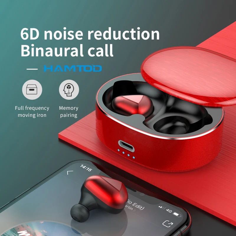 Беспроводная гарнитура HAMTOD T50 HiFi Dual Bluetooth 5 0 Автоматическое Сопряжение стерео 6D