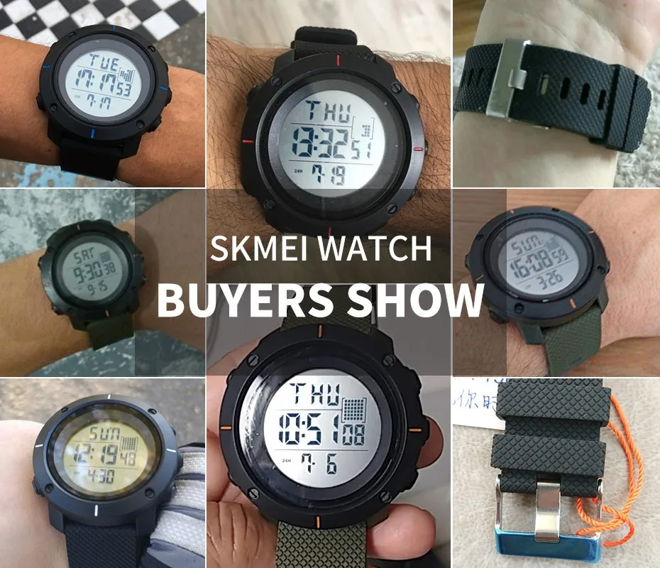 SKMEI Для мужчин большой циферблат Спортивные часы многофункциональный хронограф 50 м Водонепроницаемость будильник Дата Цифровые наручные часы 1213