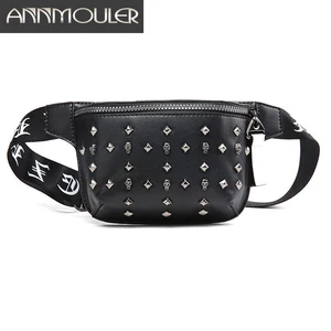 Поясная Сумка Annmouler унисекс, Женская поясная сумка из искусственной кожи с заклепками, поясная сумка высокого качества с черепом в стиле рок
