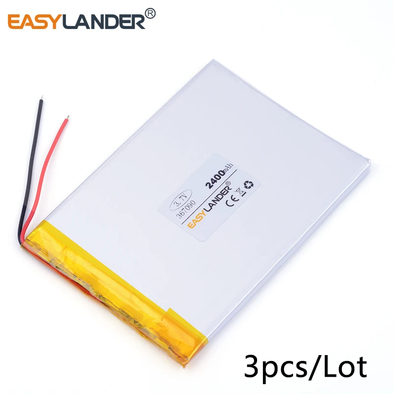 3 шт./лот 7 v литий-ионный полимерный аккумулятор 367090 2400mAh PDA планшетный ПК цифровые