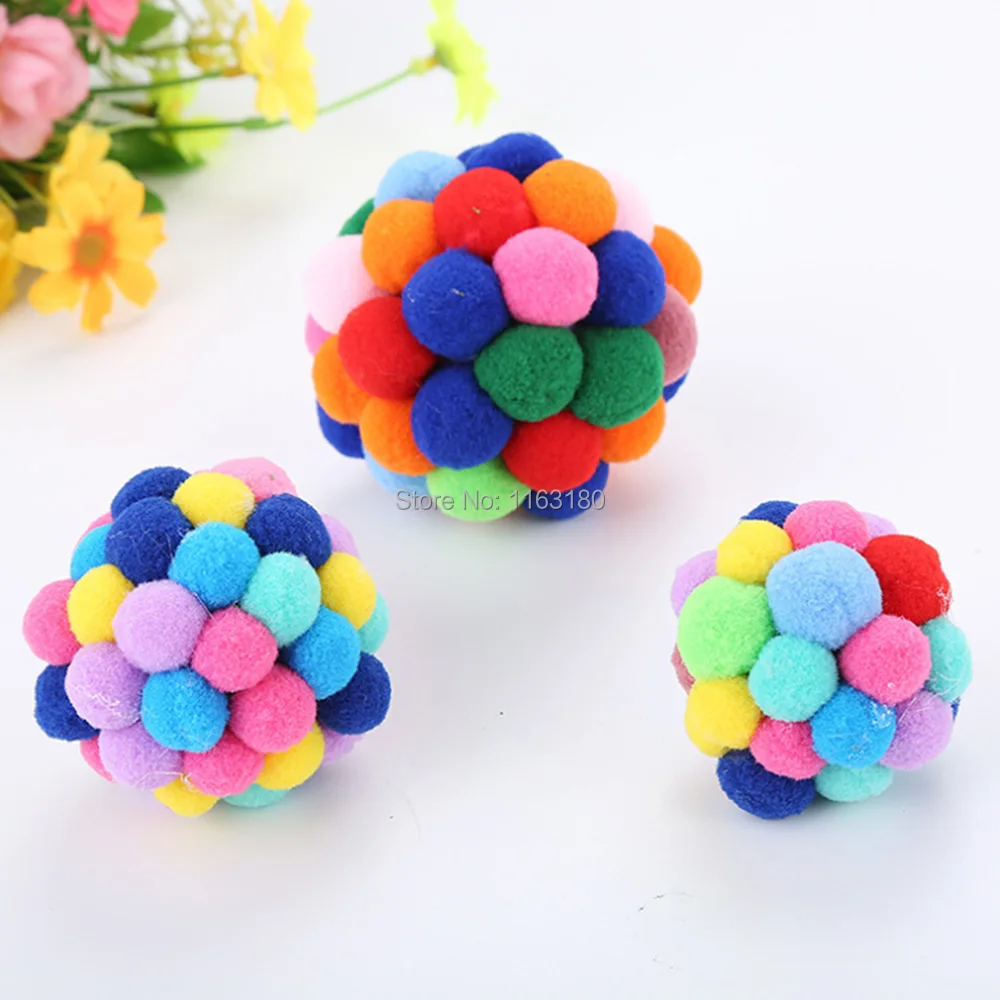 

60 pcs/lot Hot Sale Pet Interactive Toy Cat Toy Pet Supplies High Quality Bell Bouncy Colorful Ball