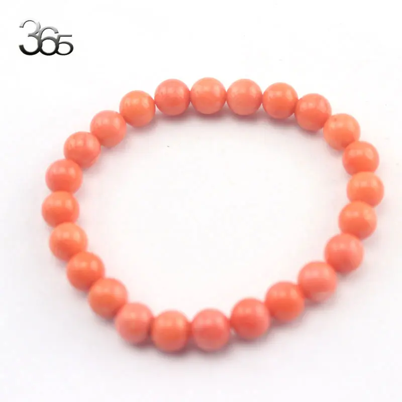 Free Shipping Gift Boxed Or Bag Packed! 8mm Orange Round Genuine Coral Beads Elastic Bracelet 7inch-9inch | Украшения и