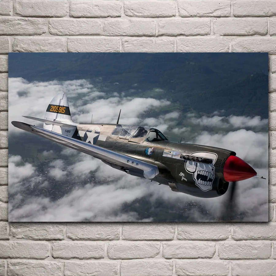 Плакат из ткани с самолетом ww2 mustang p51 домашняя настенная декоративная холщовая