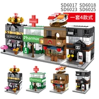 sembo blocks mini shop model building bricks micro street store cute architecture educational toys for children christmas gifts