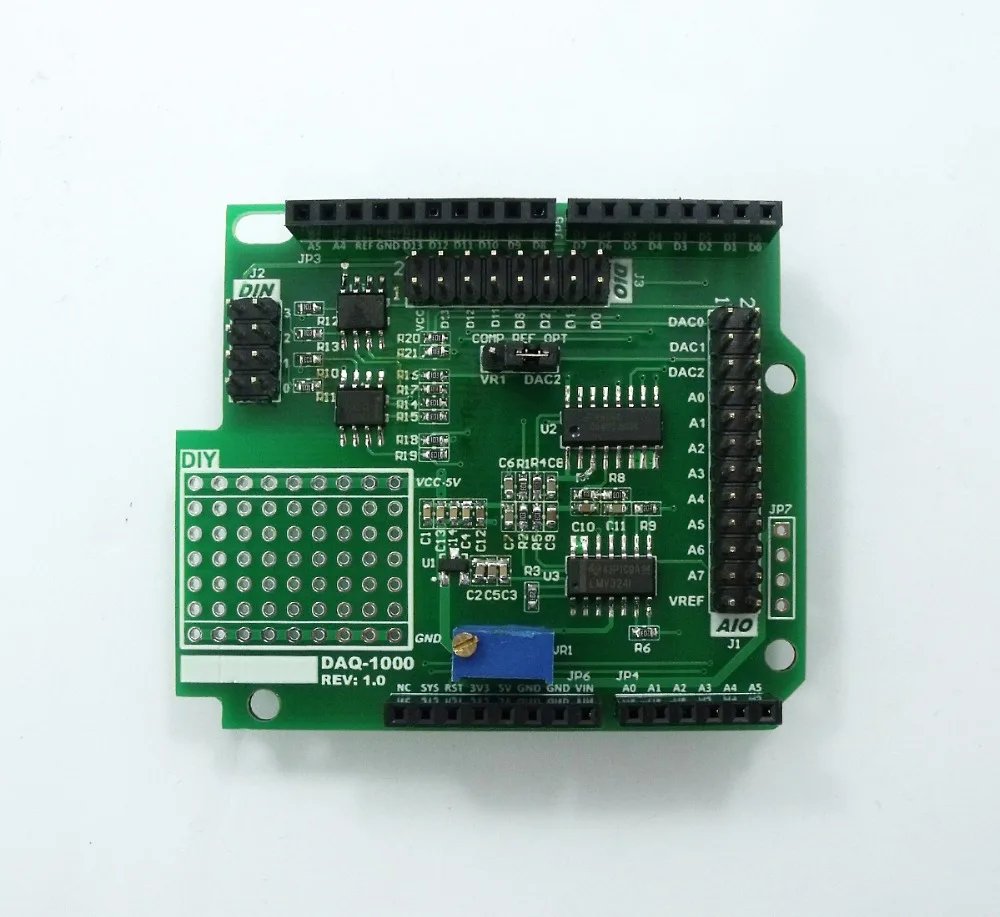 DAQ 1000 3CH 15bit DAC 10bit ADC 4DI защита для сбора данных UNO R3 по низкой цене|shield|shield uno |