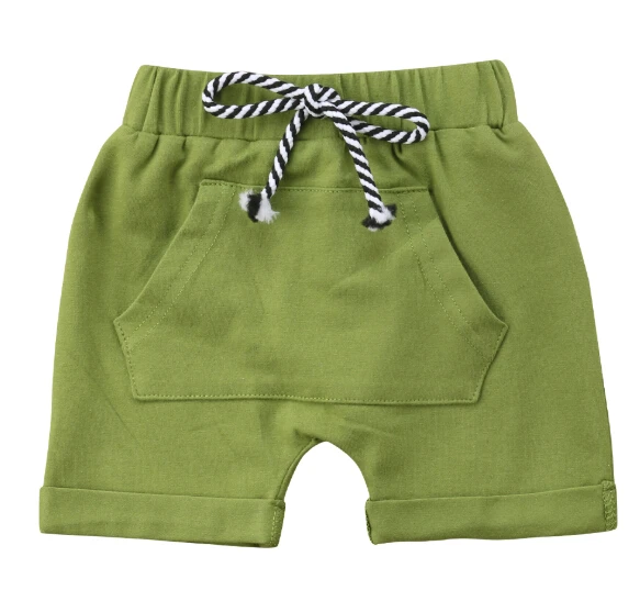 Зеленый Solid Cute Baby Boy Casual Shorts Cotton Toddler Trouser Waistband Bottom High Quality Summer Baby Boys Pockets Shorts New - Цвет: Зеленый