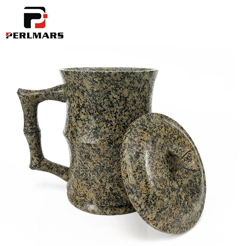 Бамбуковая кружка с рисунком из натурального медицинского камня 300 мл|coffee mug|tea