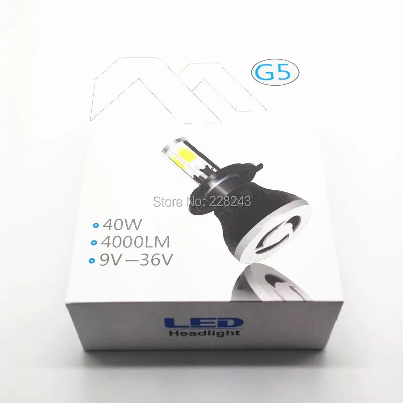 Комплект светодиодных фар 40 компл./лот 30 Вт 3000LM G5 4side COB смешанные модели H1 H3 H7 H8 H11