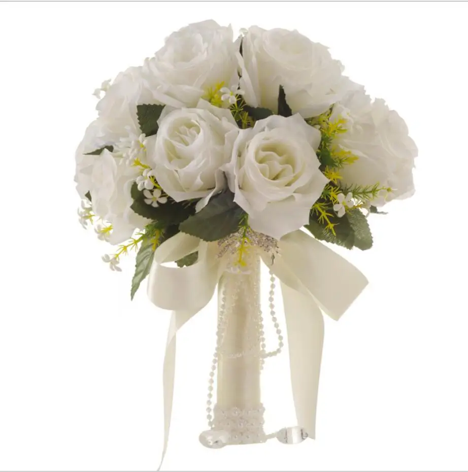 Букет искусственных белых цветов AYiCuthia букет для свадьбы ручной работы с