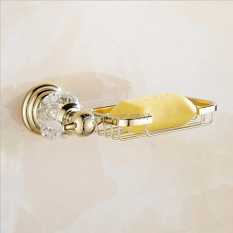 Высококачественный золотой держатель для мыла с кристаллами нефрита настенные