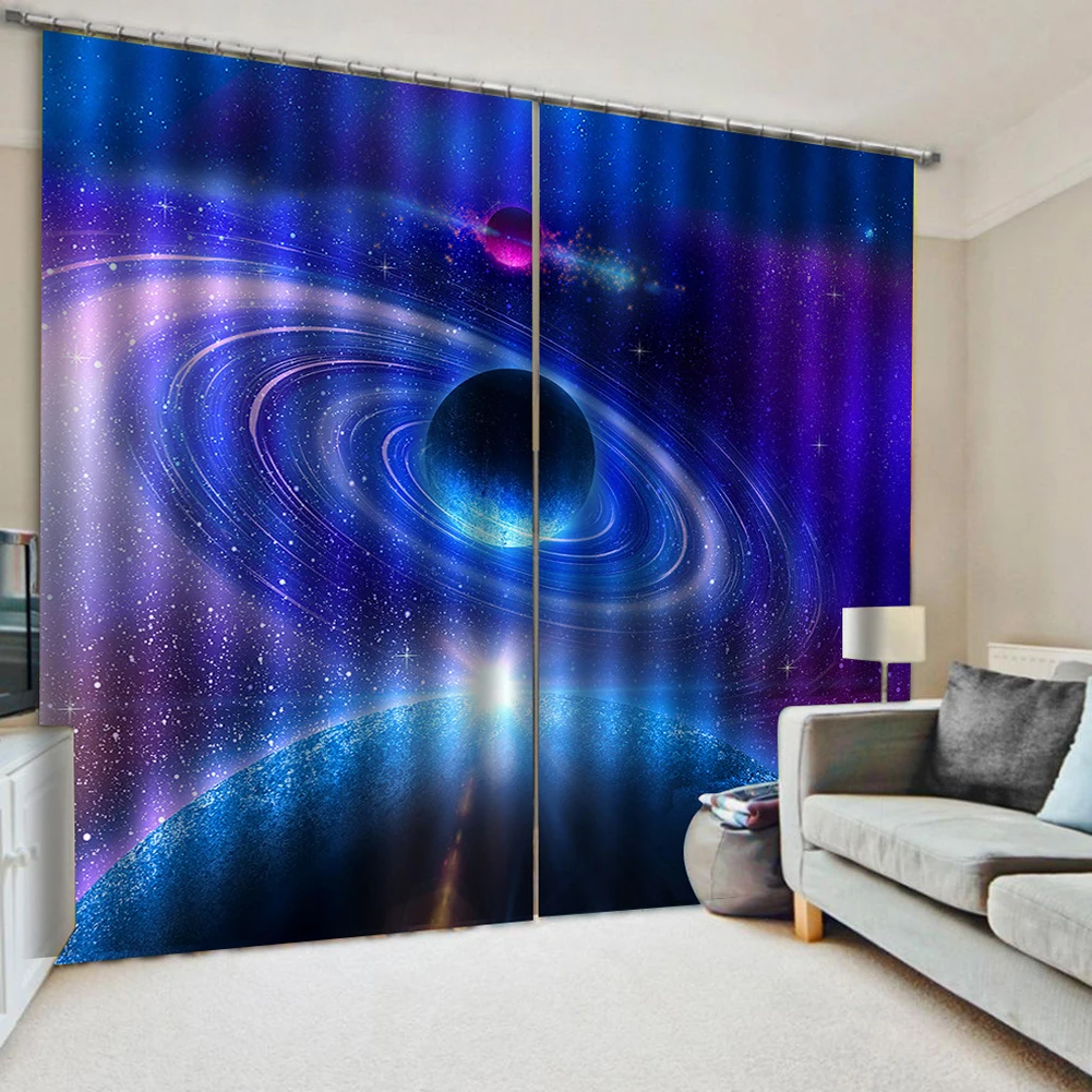 Водонепроницаемая оконная занавеска Cosmos Planet Galaxy 75x166 см 2 шт. драпировка декор для