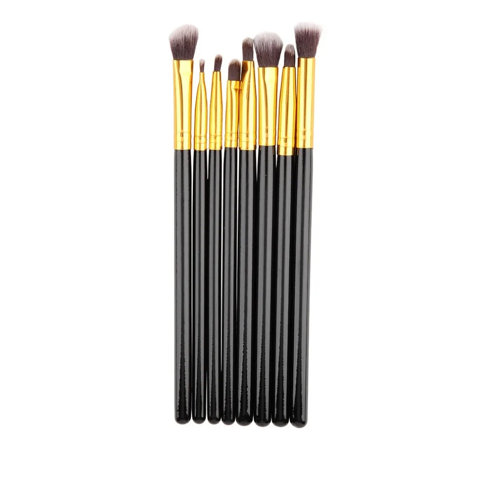  - 8 pcs/lot Professional Makeup Brushes Set Blending Powder Shadow Angled Eyeliner Smoked Bloom Make Up Brush Black&Golden