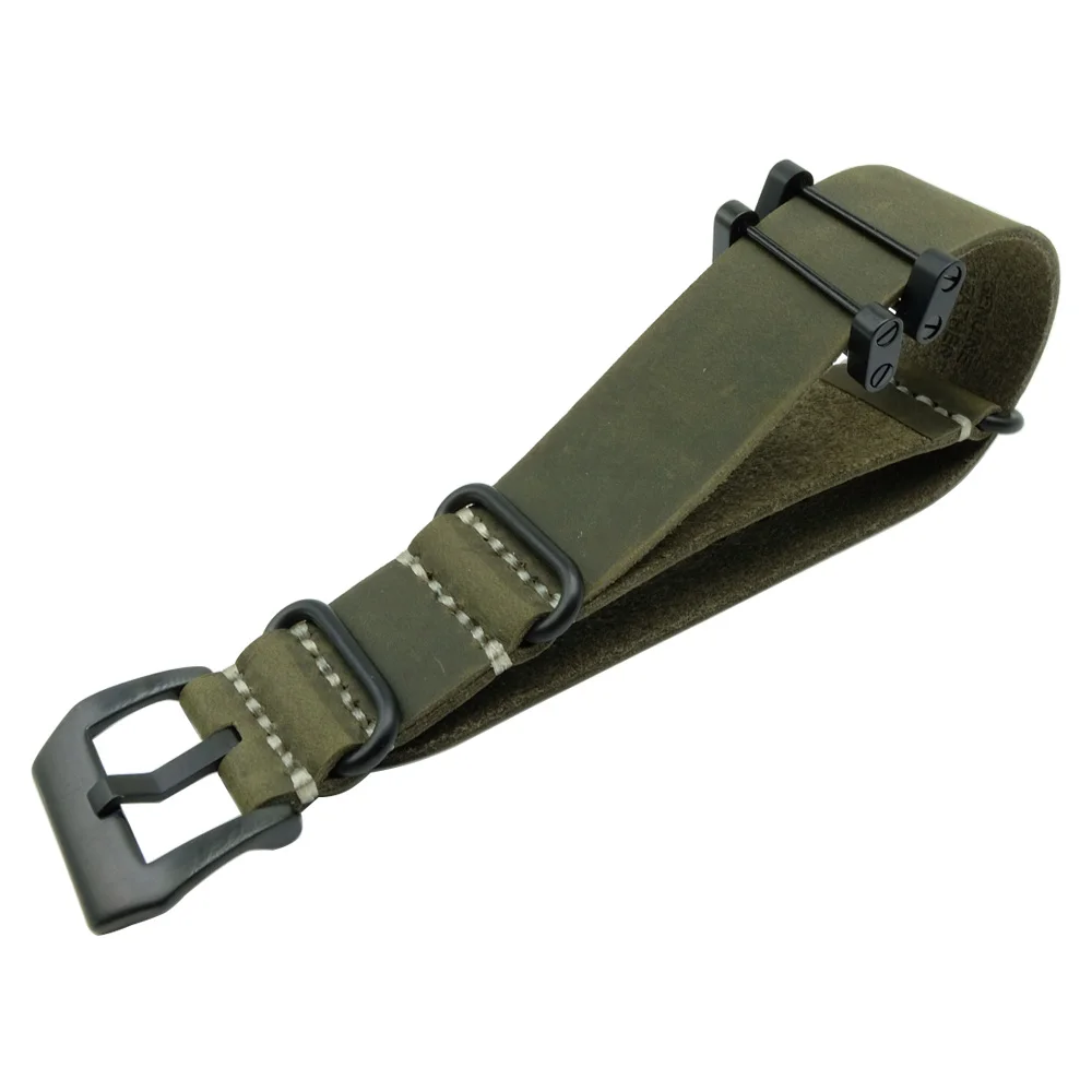 24mm Crazy Horse Rough Hand Wax Genuine Leather Military Watch Strap Band  For Suunto Core Traverse +  Adapters + Screwdriver