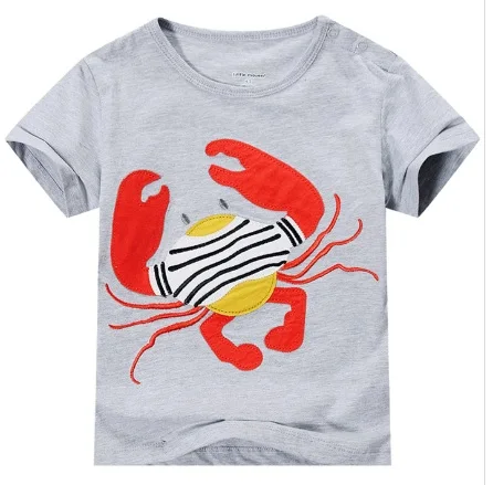 Детские летние футболки с коротким рукавом детские принтом крабов одежда для