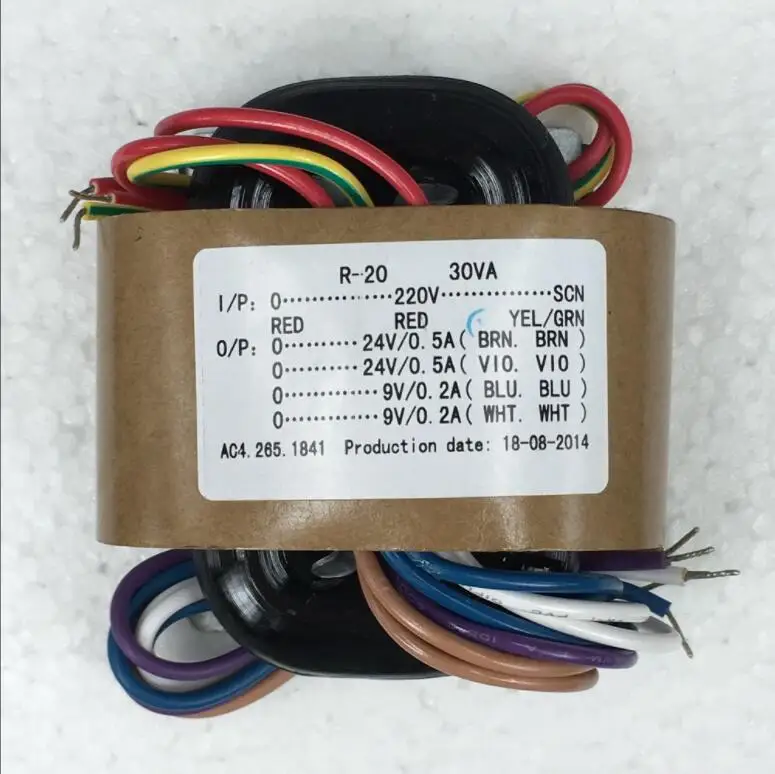 24V 0.5A 9V 0.2A R сердечник трансформатор 220V 30VA с экранированным выходом для DAC