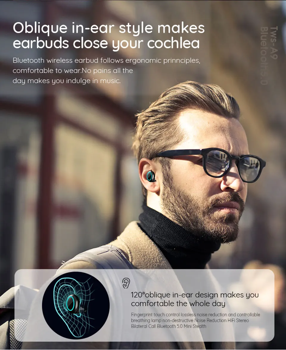 TWS настоящие беспроводные наушники Bluetooth 5,0 наушники зарядный чехол Hi-Fi глубокий бас звук водонепроницаемый Сенсорный контроль гарнитуры