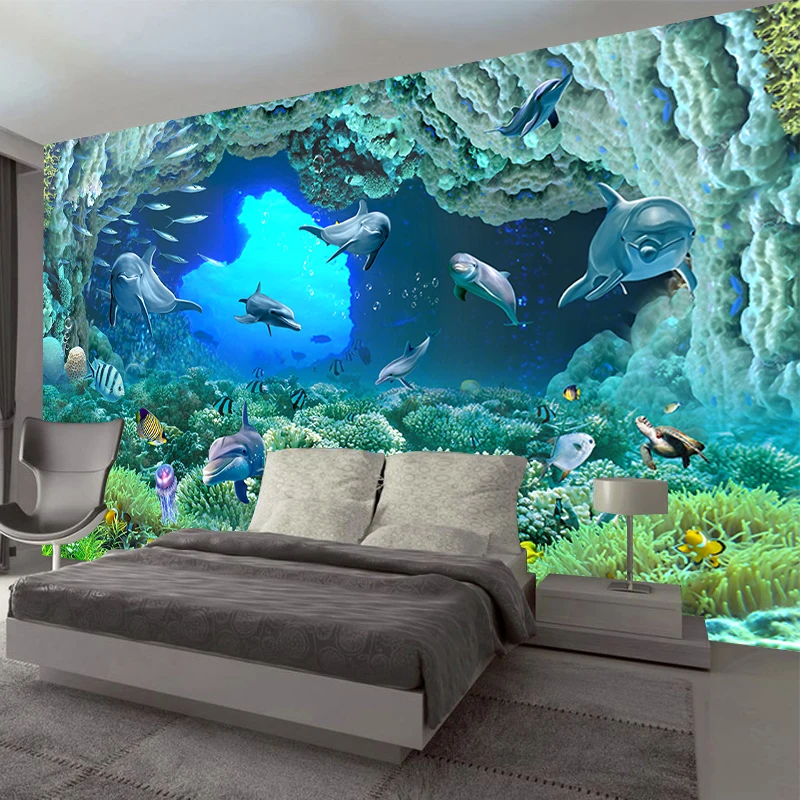 JiaSheMeiJu Custom 3D Photo Wallpapers For Living Room Seefloor Sencery Papel De Parede Wall Mural Wallpaper Modern | Обустройство