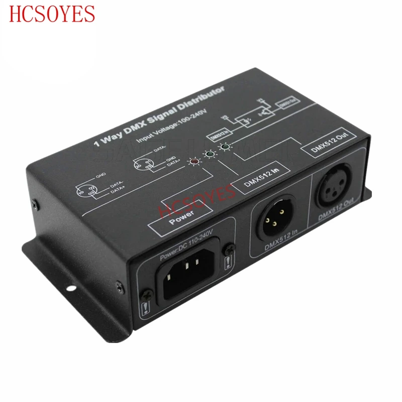 DMX121 AC 100 в-240 в DMX светодиодный усилитель сплиттер Репитер сигнала 1CH 1 выходной